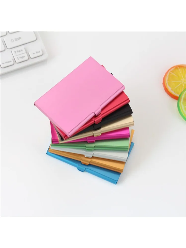 Boîte à cartes de visite en alliage d'aluminium, Portable et Portable, boîte à cartes de crédit, petit porte-cartes de visite en métal coloré