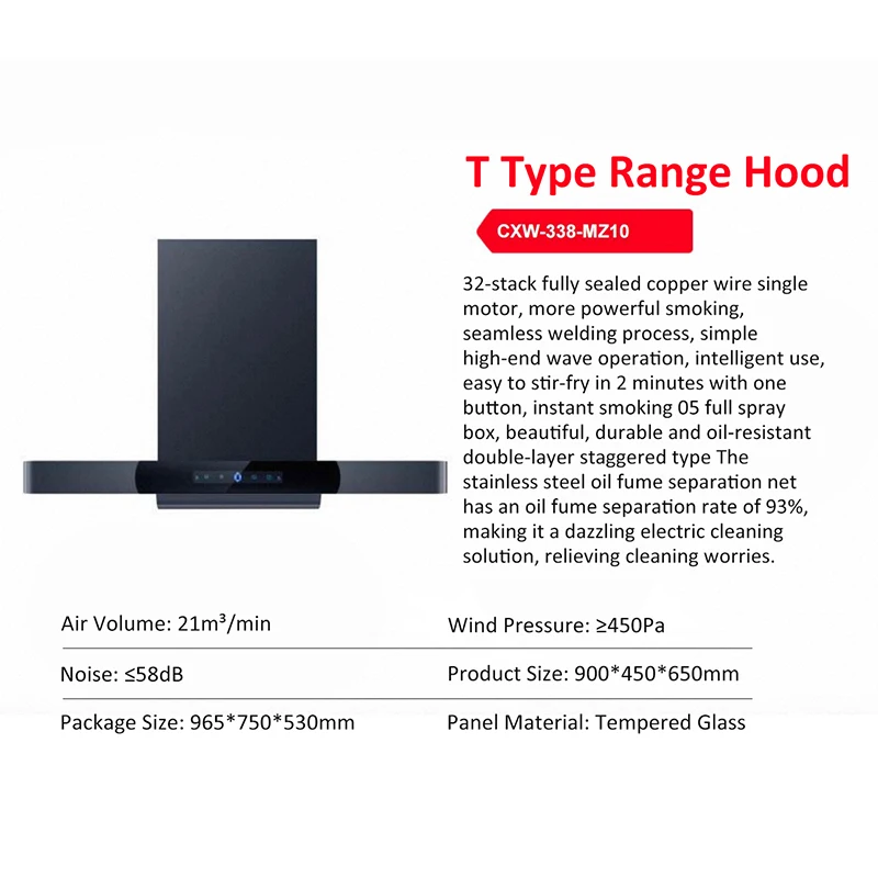 Popular Top Side Kitchen Chimney Range Hood Household Kitchen Campana Extractor Hood