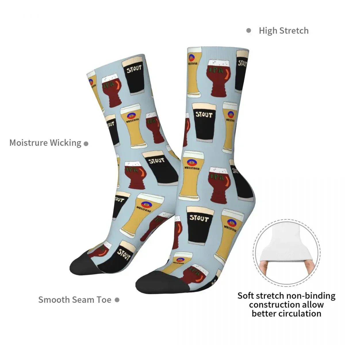 Craft Beers Socks Harajuku Super Soft Stockings All Season Long Socks Accessories for Unisex Gifts