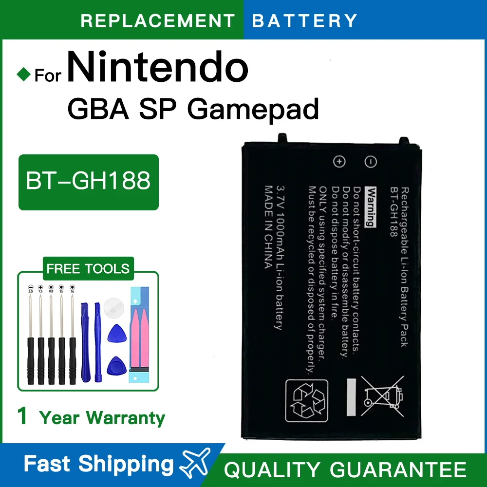 Brand new 3.7V 850mAh BT-GH188 Rechargeable Lithium spare Battery for Gameboy Nintendo Advance GBA SP GBASP  with Tool Kit