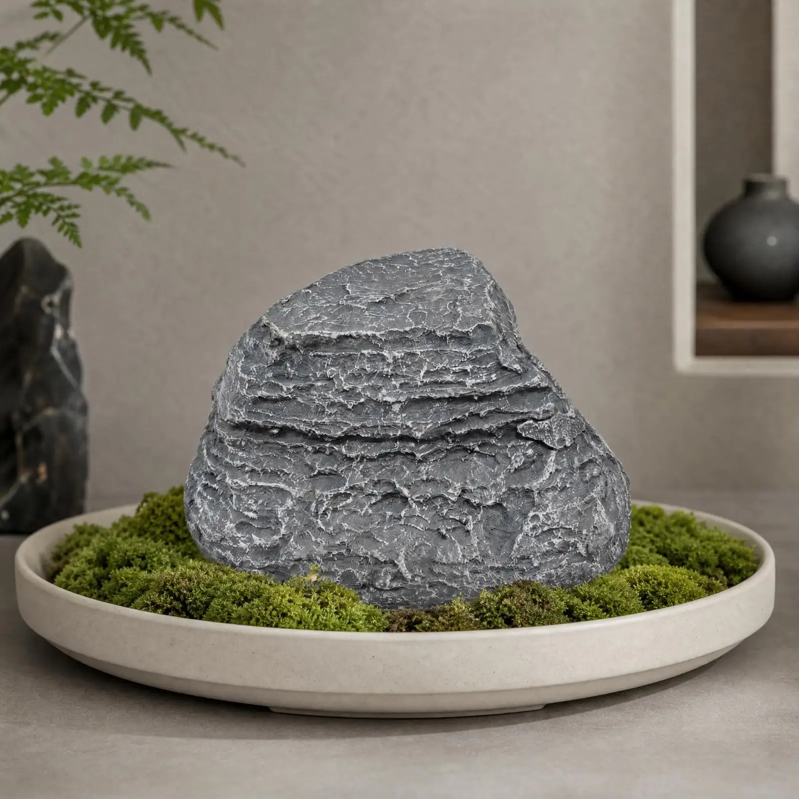 Miniature Rock Landscape Stone Decor Fiberglass Reinforced Resin Ornament Weathered Finish for Garden Patio Accent