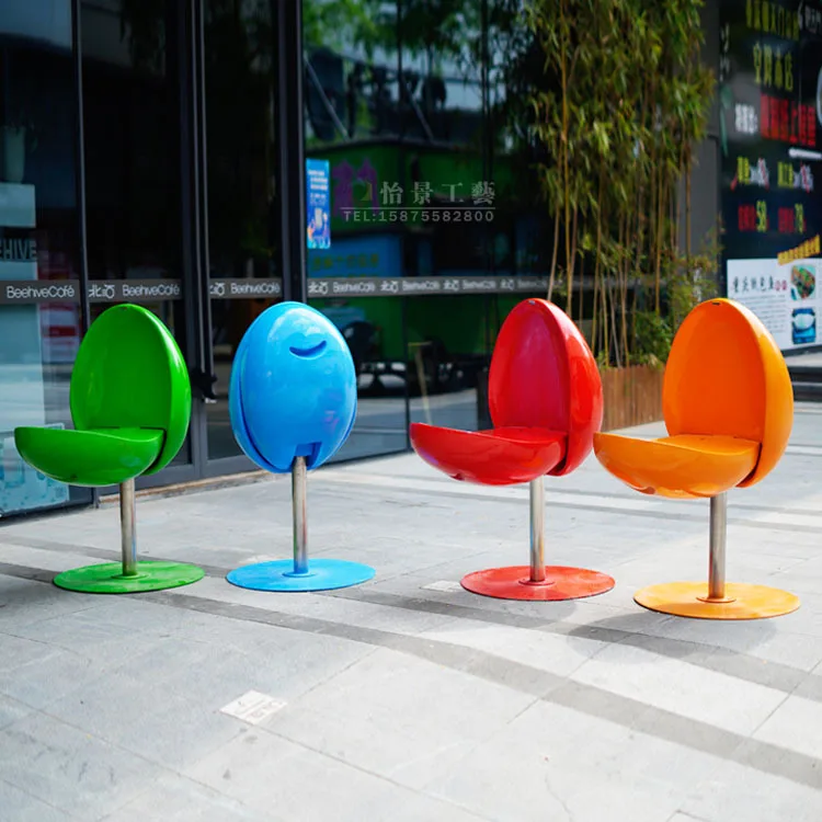 Creative Tulip Fruit Leisure Chair Foldable Shopping Mall Square Seat Fiberglass Strawberry Watermelon Leisure Chair