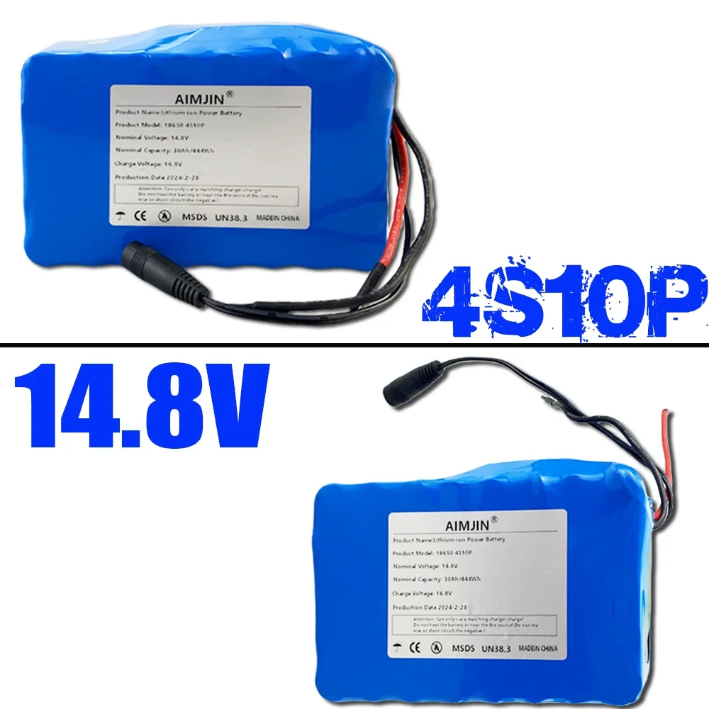 

！！！2026 14.8V Lithium 4S10P Battery Pack 30000mAh 444Wh with 50A BMS for Inverter Smart Robot High-power Equipment Etc