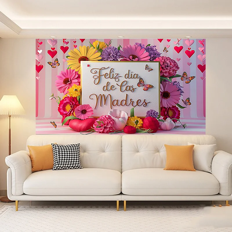 Spanien Muttertags-Themenparty Dekorations-Hintergrundbanner Muttertags-Blumendekorationen Fotohintergrund Fotostudio-Requisiten