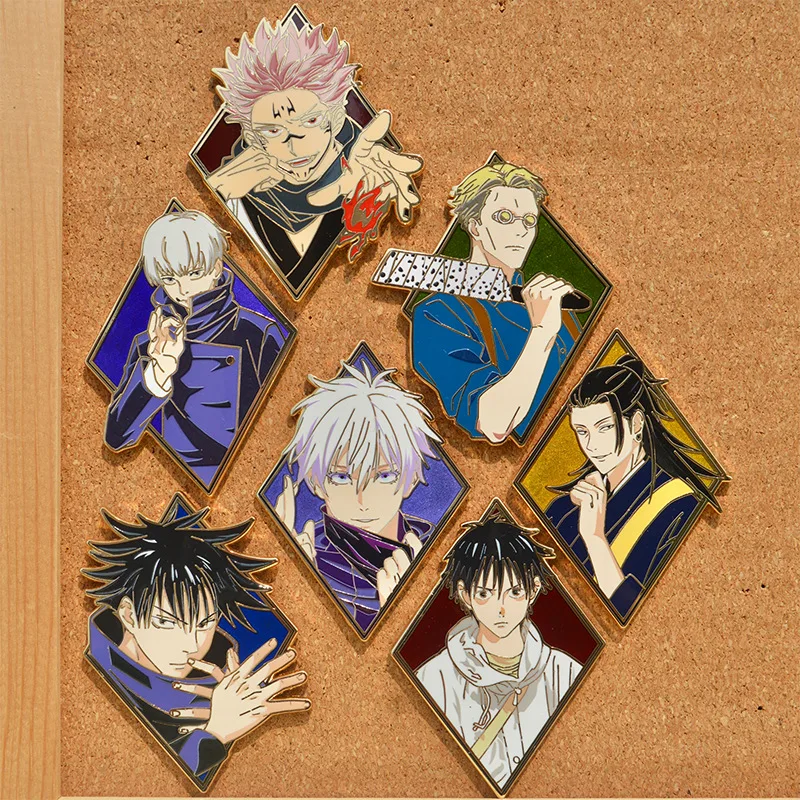 Anime Jujutsu Kaisen Enamel Pins Gojo Satoru Suguru Metal Badges Japanese Manga Brooches for Bag Backpack Clothing Lapel Cosplay