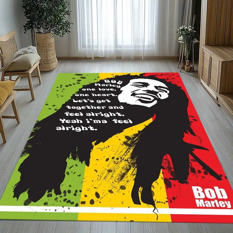 Reggae Music Bob Marley Rasta Color Soft Non-Slip Large Area Rug for Living Room,Bedroom Playroom Carpet Mat for Sofa,Home Decor