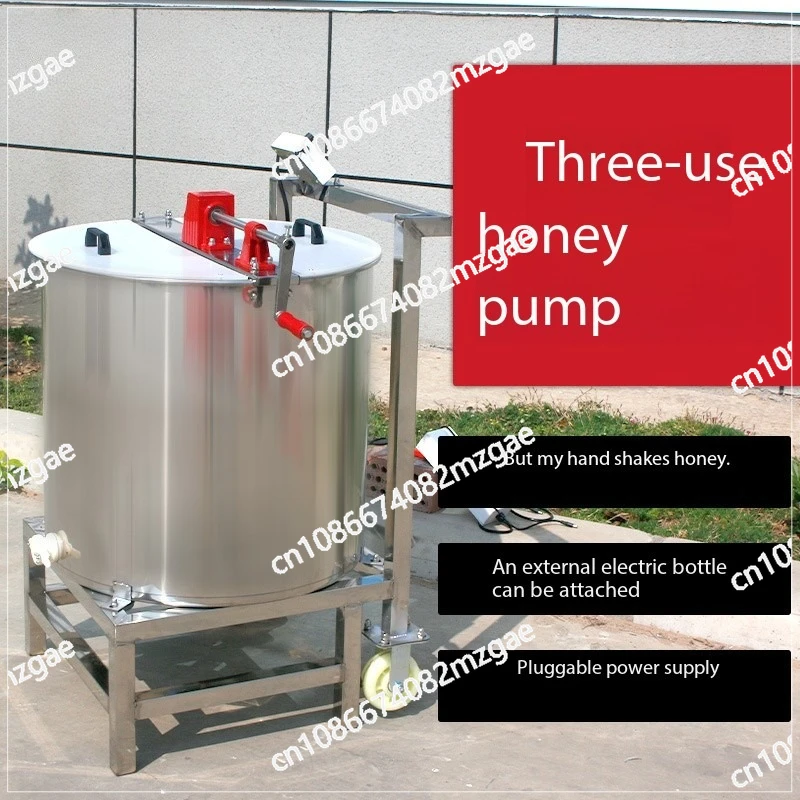 6/8-Frame Multifunctional Honey Extractor Cart, Manual 3-Use Honey Shaker with Electric Battery & Honey Mixer