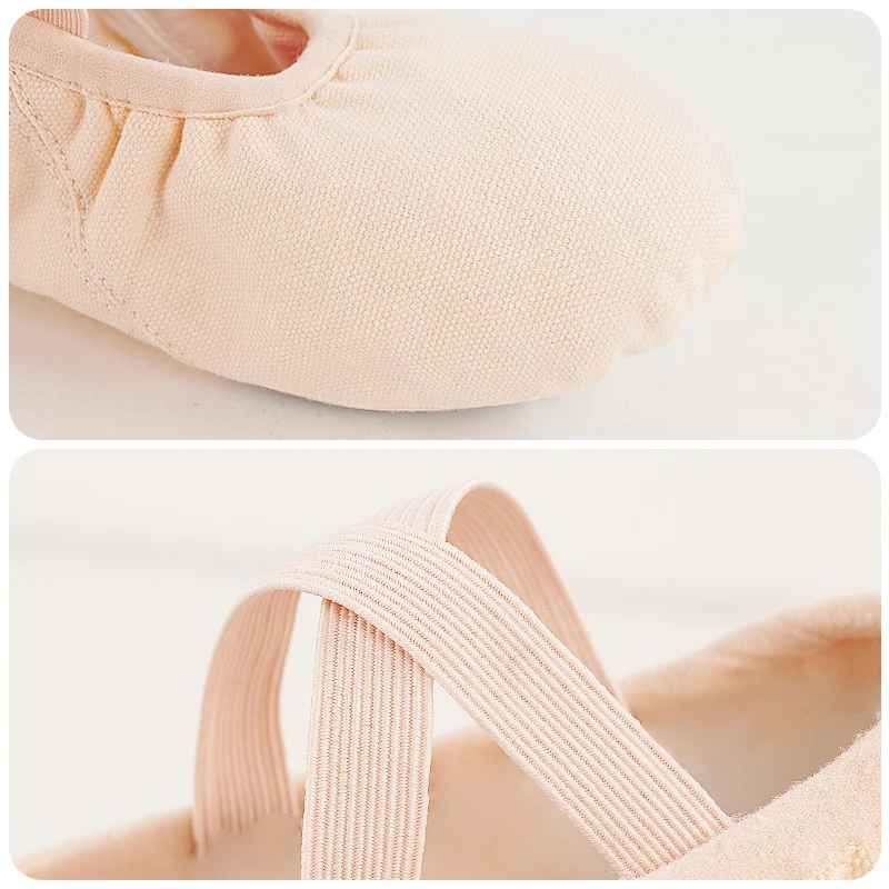 Women Ballet Shoes Low Heel Ballet Dance Shoes Beige Ballet Teacher Shoes Non-slip Dance Shoes for Adult Ballerina