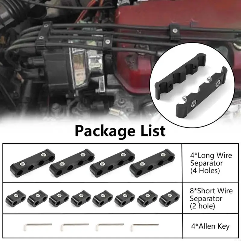 

12Pcs Automotive Outlet Wire Separators 4 Hole & 2 Hole Engine Cable Clamps Aluminum Planner Set For 8mm 9mm 10mm Cables D7YA