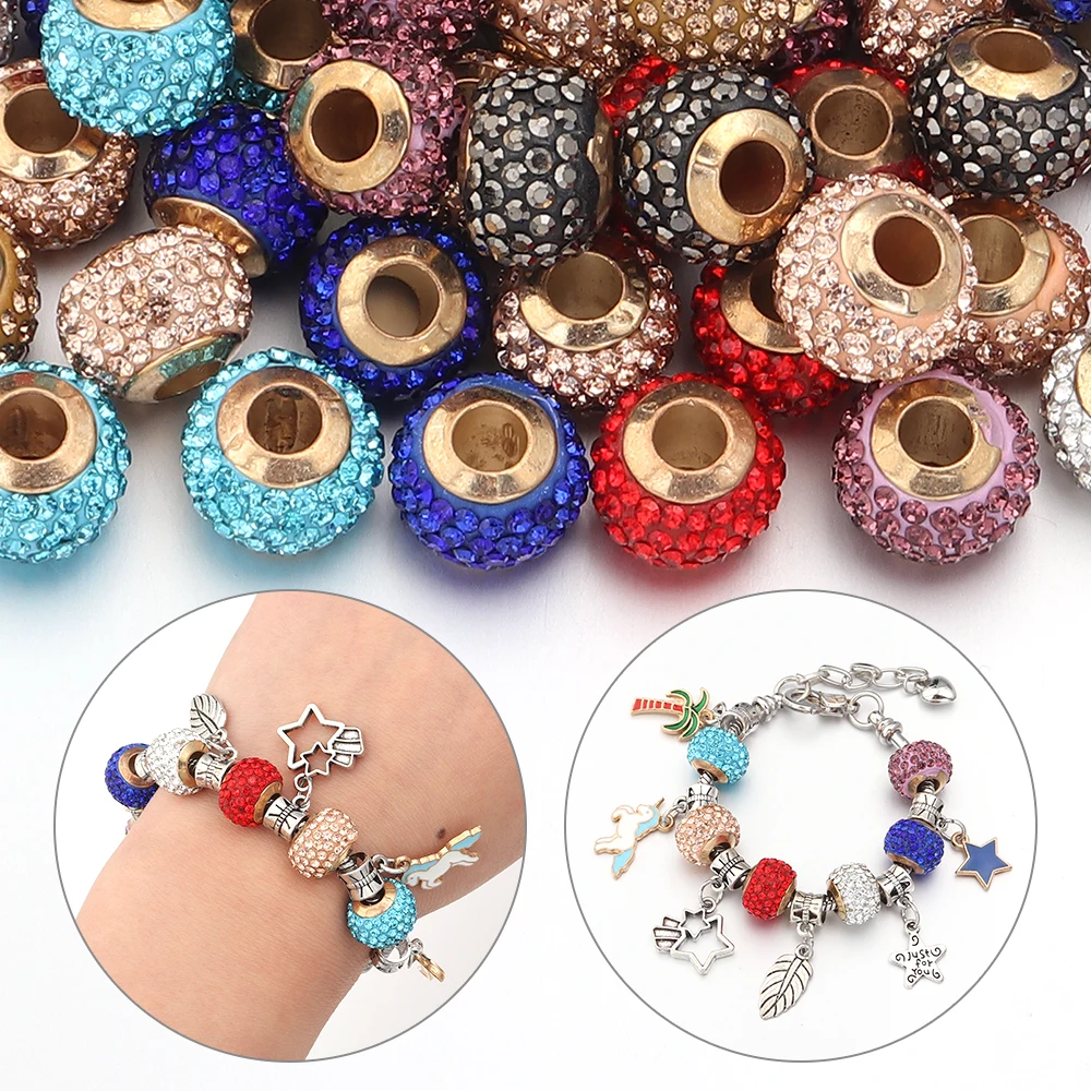 10 Stück/Set 14mm Bunte Shambhala Strass-Perlen mit Großem Loch als Abstandhalter für Schmuckherstellung DIY Armband Lose Perlen Zubehör – Detail 7