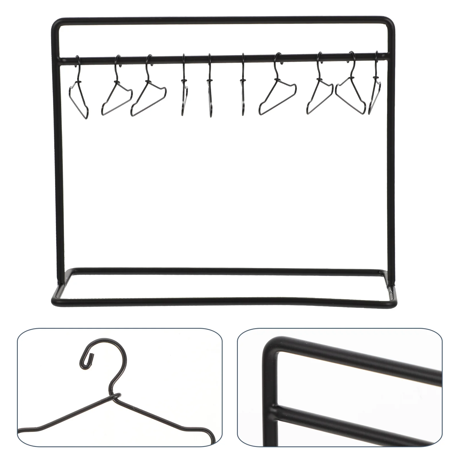 

Coat Hangers Mini Clothing Rack Supplies Modeling 15X12X55CM Outfit Miniature Black and