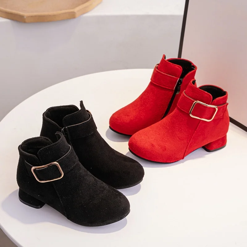 *Fashionable and Elegant Zipper Casual Women's Boots Autumn/Winter Round Toe Comfortable Thick Heel Children's Sole Boots