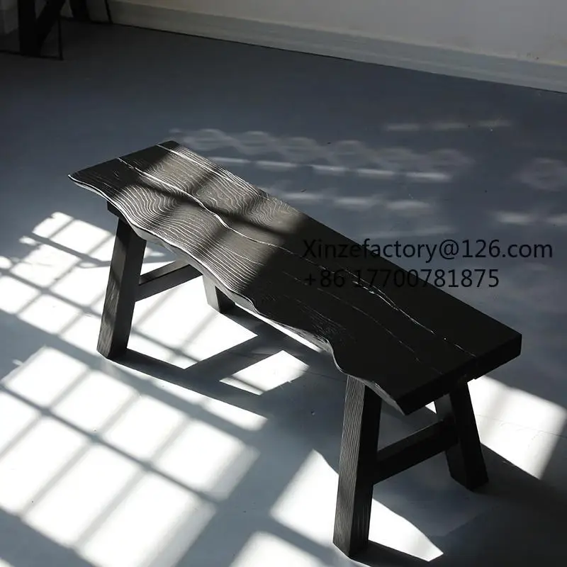 Factory Direct 2026 Top Rated Solid Wood Bench Designer Carbonized Wood Home Bed and Breakfast Clothing Store Shoe Change