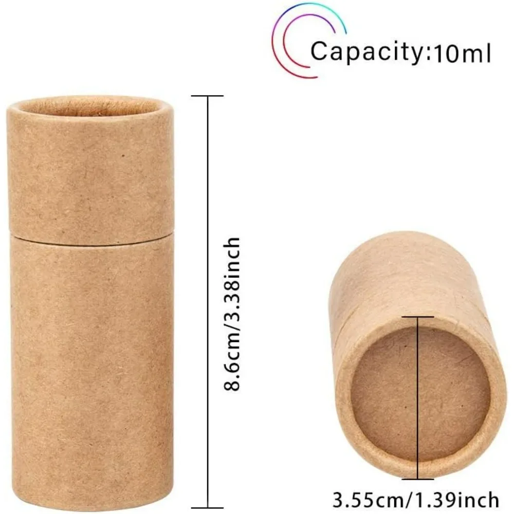 12PCS 10ml BurlyWood Kraft Paperboard Tubes Round Cardboard Containers Lip Balm Tubes Cardboardfor Pencils Tea Caddy Coffee