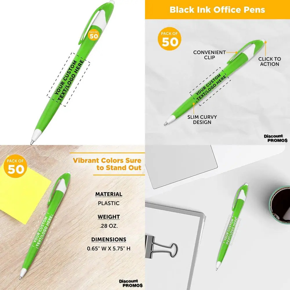 

Custom Two-Tone Plastic Pens Set of 50, Personalized Bulk Pack, Black Ink, Ideal for Office, School, and Business Use