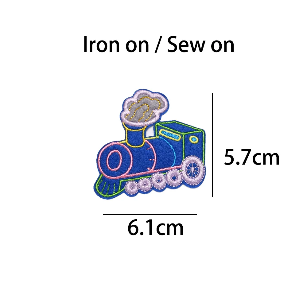 7 pezzi di toppe del treno cucite sul treno decorazioni per feste a tema di compleanno treno dei cartoni animati Applique ricamate ferro su adesivi