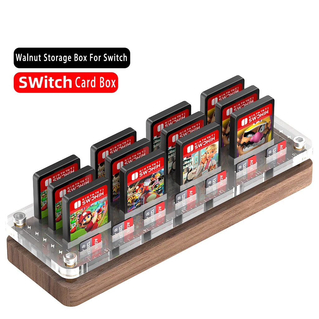 2023 Hot New Game Card Case for Nintendo Switch Wood Transparent Cards Slot Stand for NS Lite/Oled Accessories for Switch