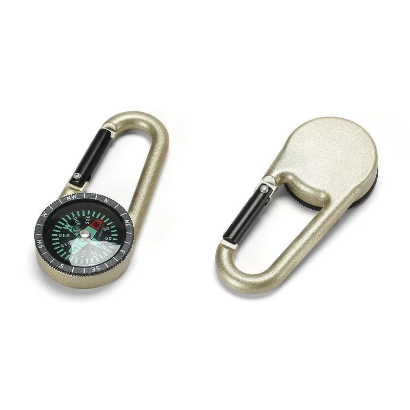 Tactical Survival Compass Carabiner Keychain Multi-Function Alloy Pocket Compass Clip Quick Release for Outdoor Camping Hiking