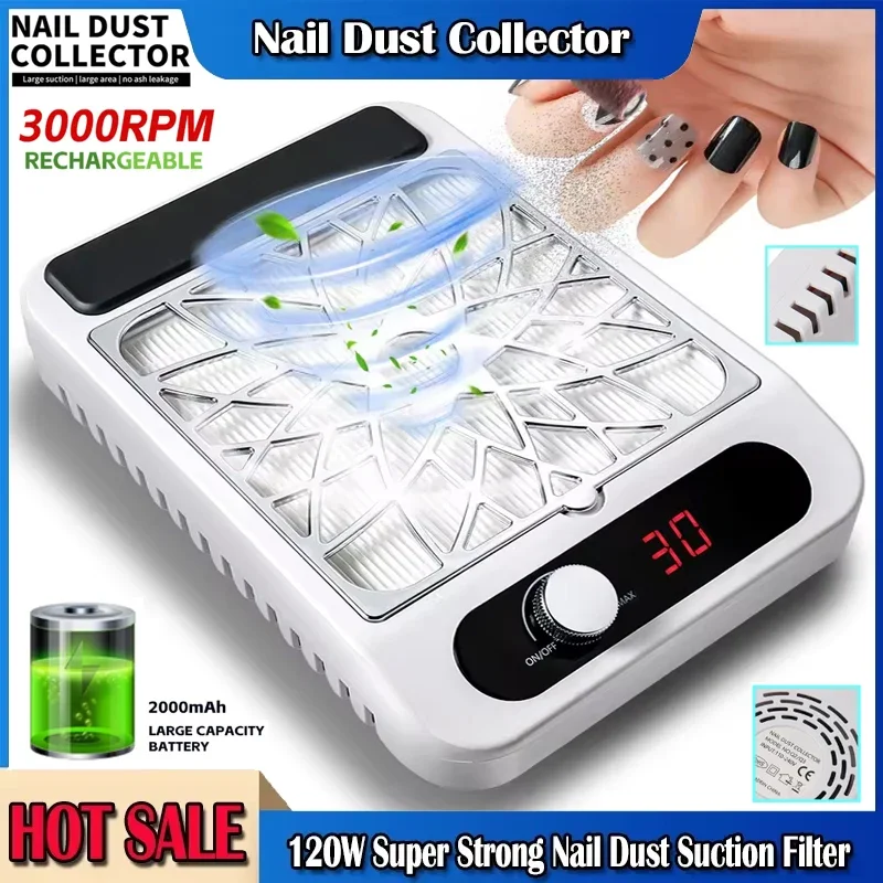 

Powerful Nail Dust Vacuum Collector Professional Nail Dust Extractor With Reusable Filter Manicure Equipment Adjustable Speed