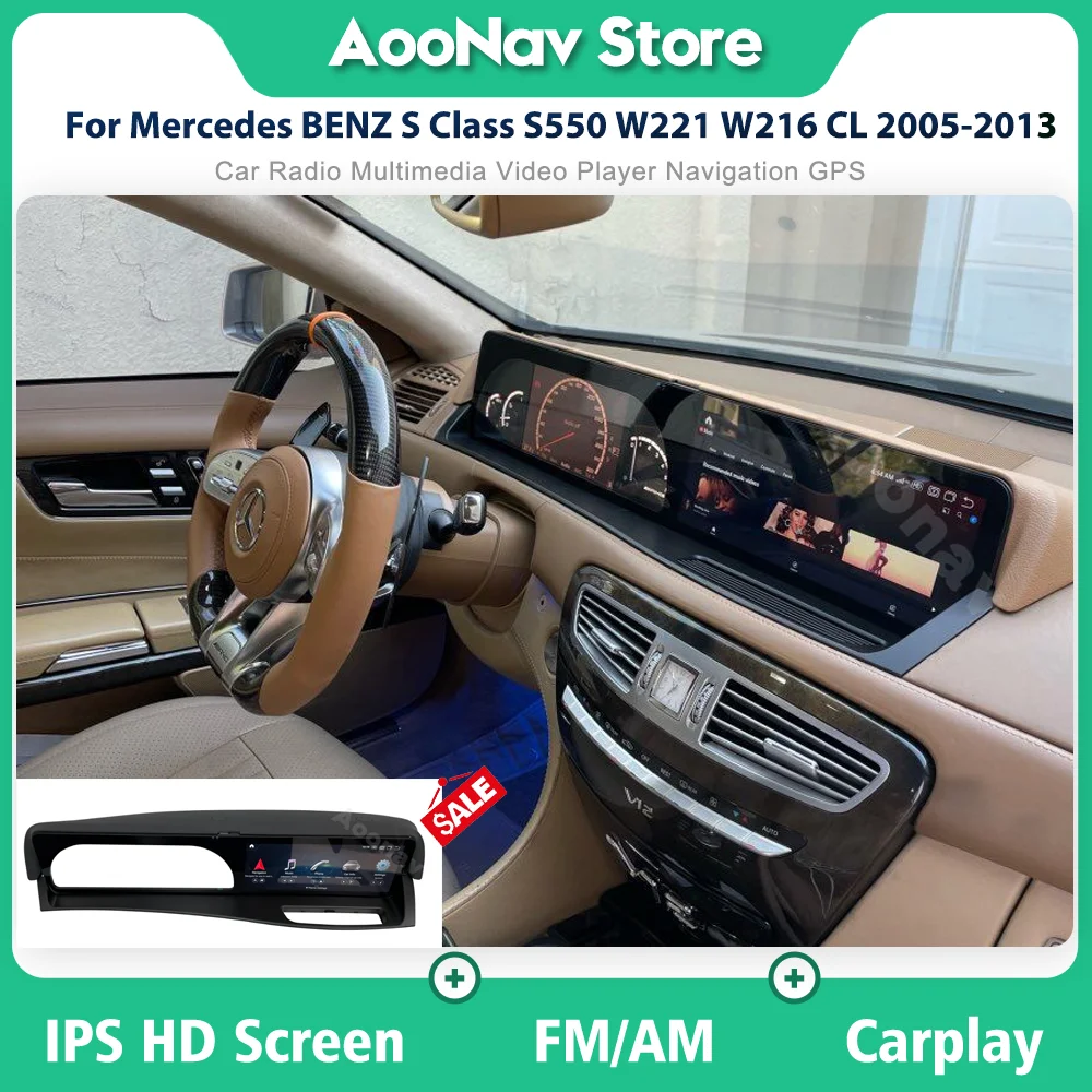 Автомагнитола 256G Snapdragon 662 для Mercedes BENZ S Class S550 W221 W216 CL 2005-2013 Android 12, стерео Мультимедийный Плеер carplay