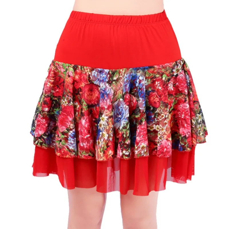 

Юбка для латинских танцев по индивидуальному заказу, кружевная одежда для выступлений, большая распашная юбка Q18