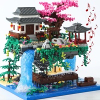 Yushinv Cherry Blossom Building Set,Original Music type :symphony, Japanese Sakura Tree House Lights Building Kit 3320 Pcs.