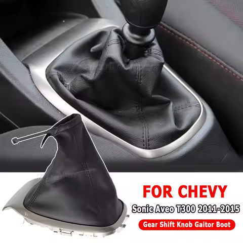 Gear Shift Knob Lever Shifter Gaitor Boot Dustproof Cover Case Collar Leather For Chevy Aveo Sonic T300 2011 2012 2013 2014 2015