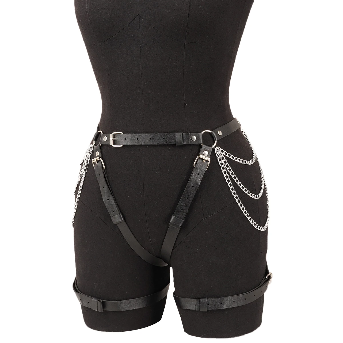المرأة القوطية بو الجلود حزام سلسلة الرباط القوطية حزام الفخذ حزام العصابات