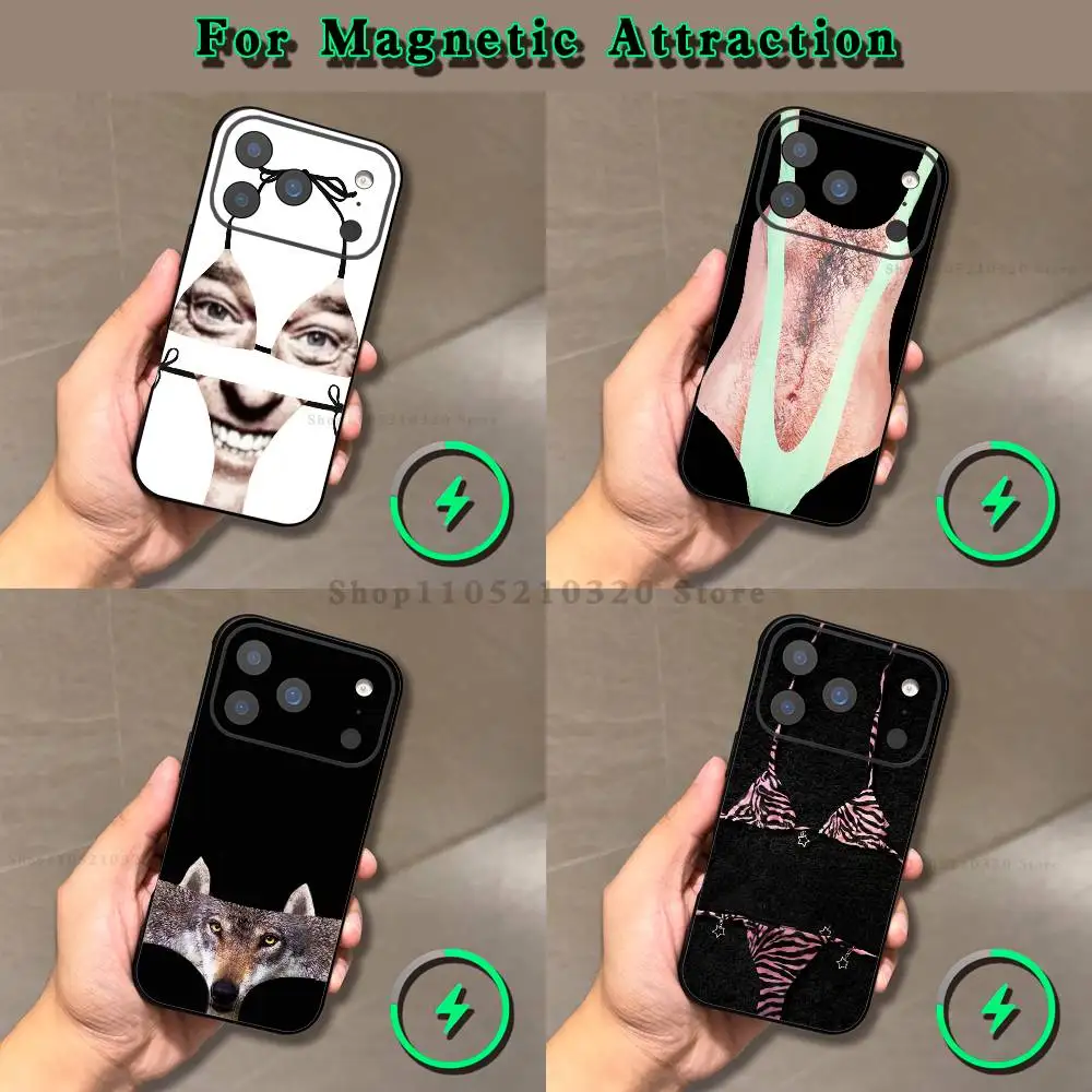 Funny Print One-Piece Bikini Phone Case For iPhone 17,16,15,14,13,12,X,XS,Pro,Max,Plus,E,Air,Mini withMagnetic Slim Frosted TPU