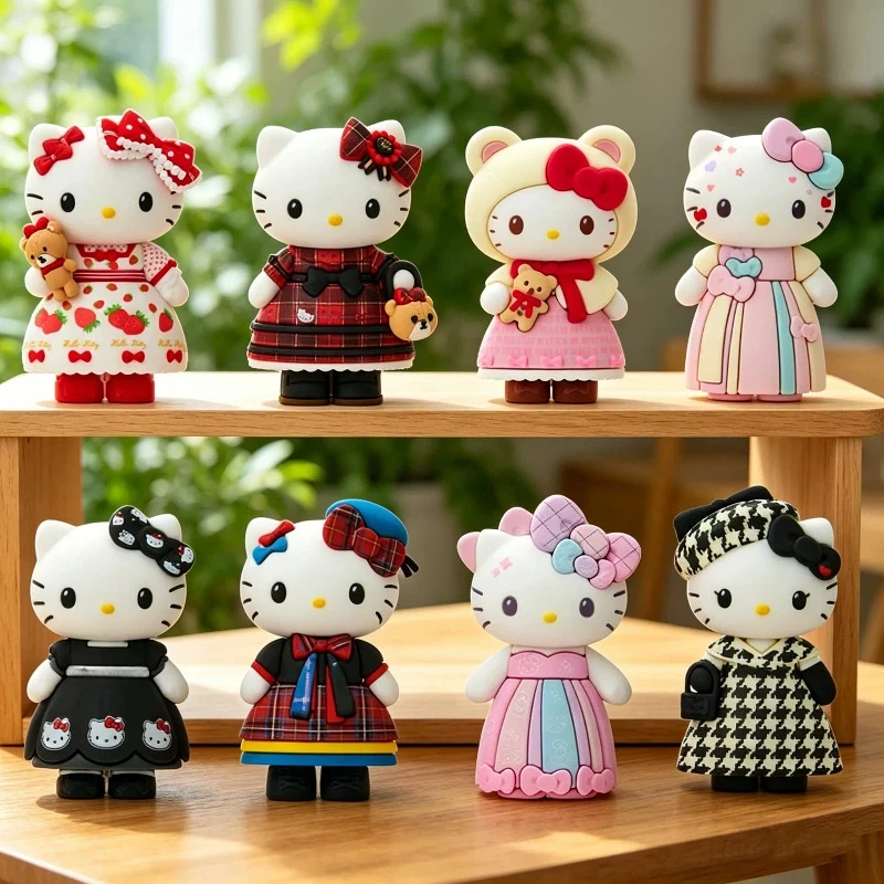 

New In Stock Cute Kt Cat Socialite Style Blind Box Exquisite Figurine Desktop Decor Creative Festival Gift For Daily Ornament