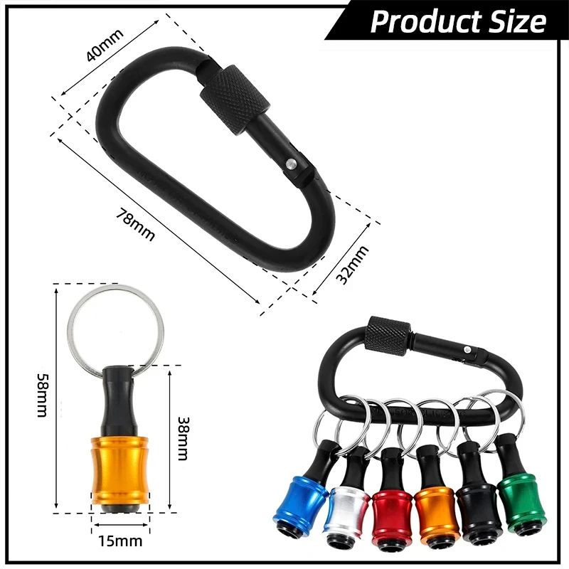 6pc Color Keychain Quick Change Extension Rod 1/4 Hexagonal Handle Screwdriver Head Quick Release Sleeve Conversion Rod Tool Set image 4