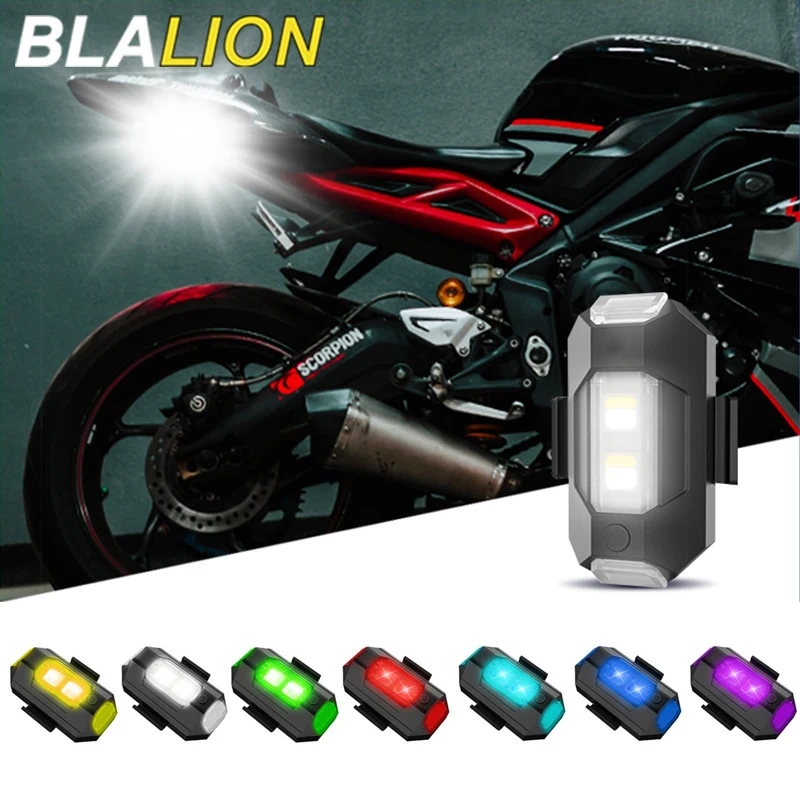 BLALION Motorcycle LED RGB Warning Light Drone Strobe Light USB Bike Tail Model Aircraft Night 7 Colors Indicator Safety Lights