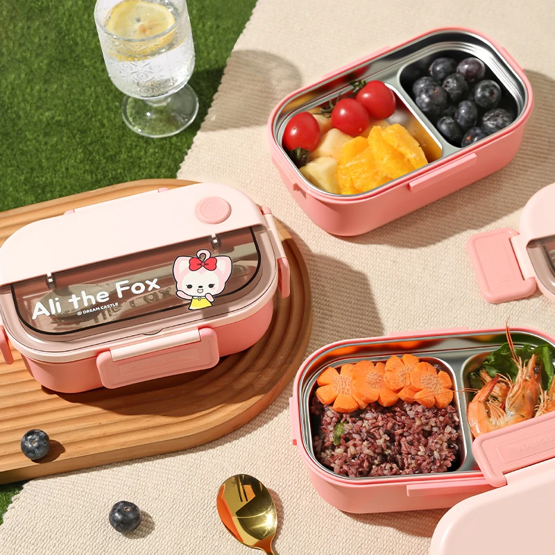 Ali Stainless Steel Insulated Lunch Box 304 Inner Liner Two-Compartment Lunch Box For Primary School Students And Office Workers