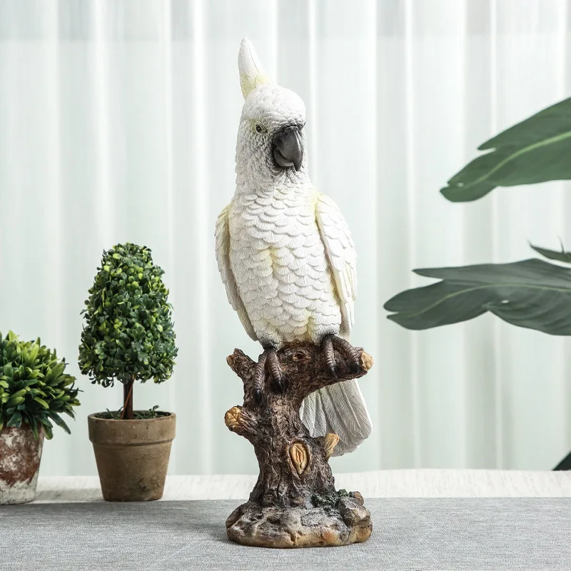 Simulated Parrot Statue Ornament Resin Bird Model Nordic Home Living Room Foyer Study Bookshelf Desktop Decoration Crafts Gift