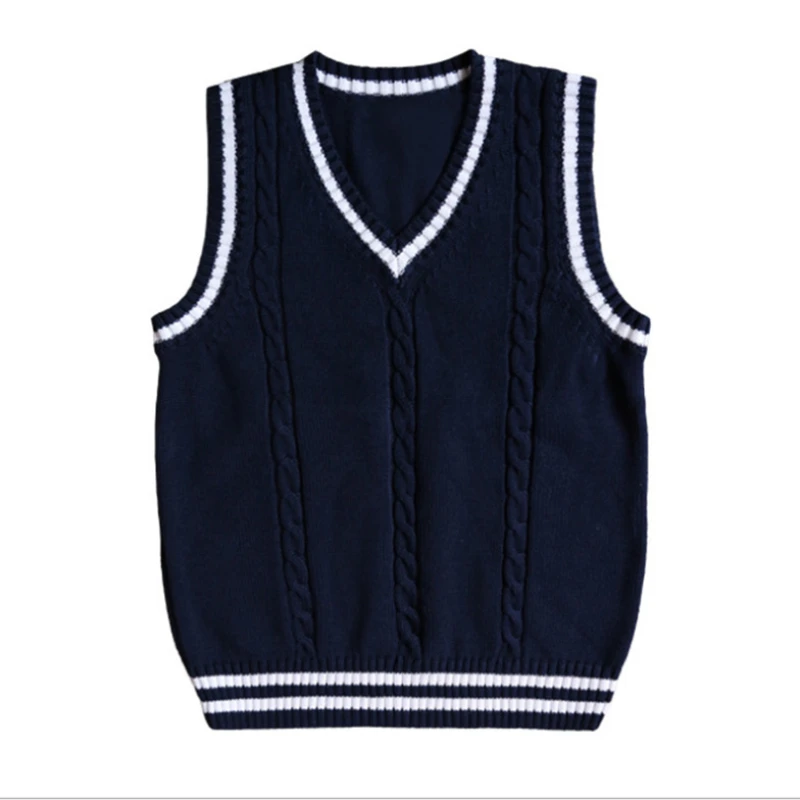 Children Sweater School Uniform Vest Girl Knitted Wool Vest College Style Camisole Baby Boy Sweater كنزة صوفية ملابس شتويه اطفال