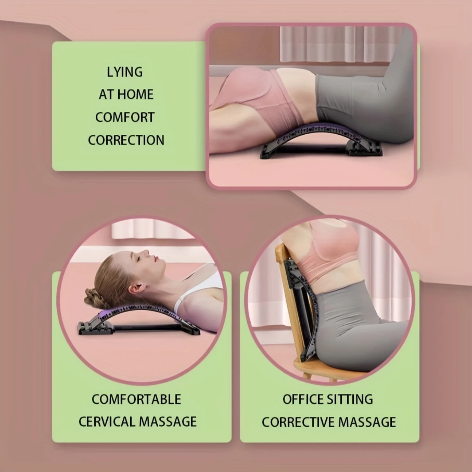 Premium Lumbar Back Relaxer - Multi-Level Massager, Posture Corrector, Stretcher for Lower and Upper Back Support. Adjustable, U