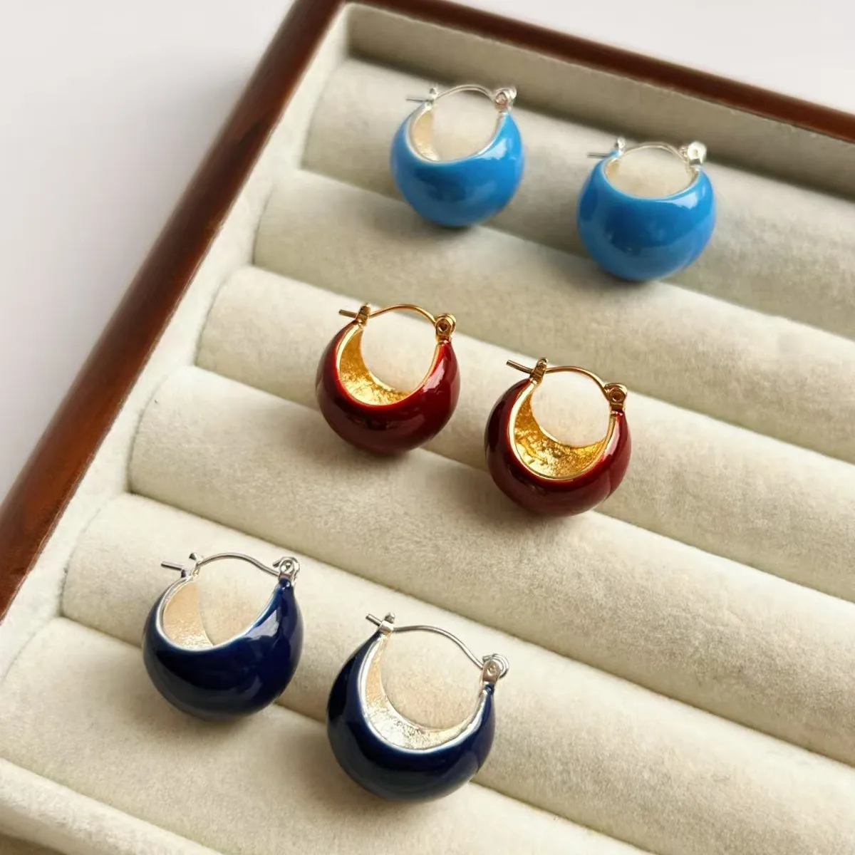 

Jenny&dave Jewelry Earrings Women's Earrings Ear Cuffs Enamel Round Earrings Green Red Earrings For Women