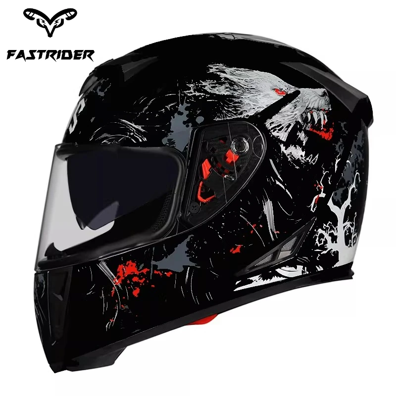 Motorcycle Helmet Men's and Women's Full Helmets Winter Double Lens Running Helmets Four Season Bluetooth Helm