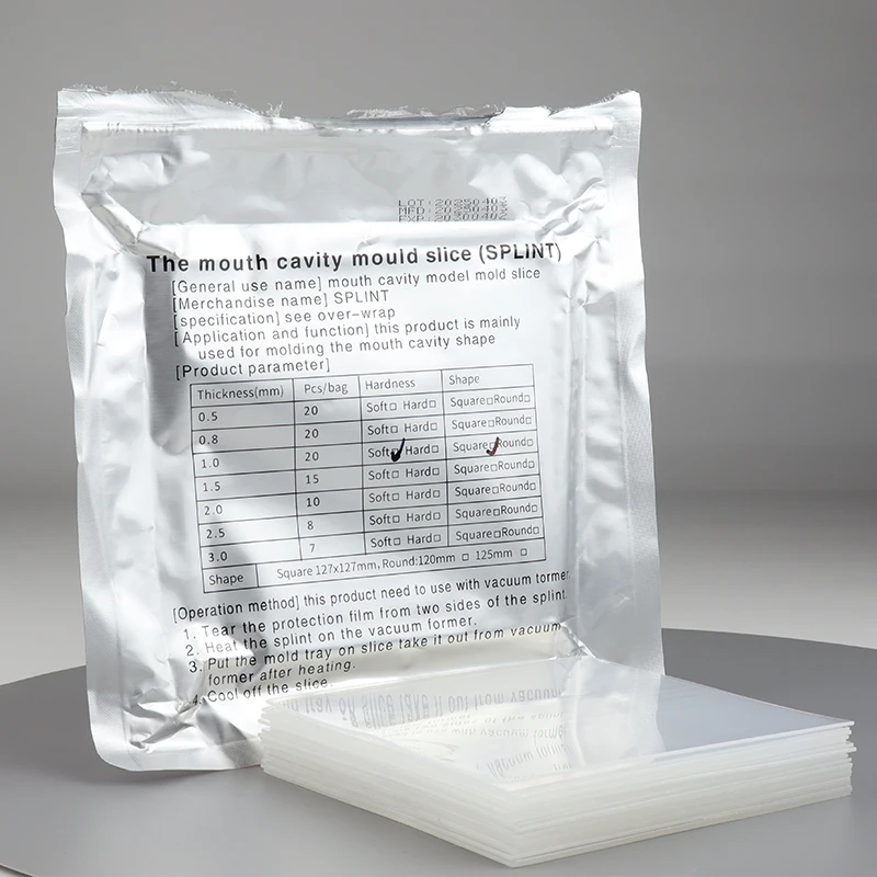 Folha de plástico ortodôntica para laboratório, 15/20 peças, folha formadora a vácuo, macia/duro 0.8/1.0/1.5/2.0mm, material termoformado