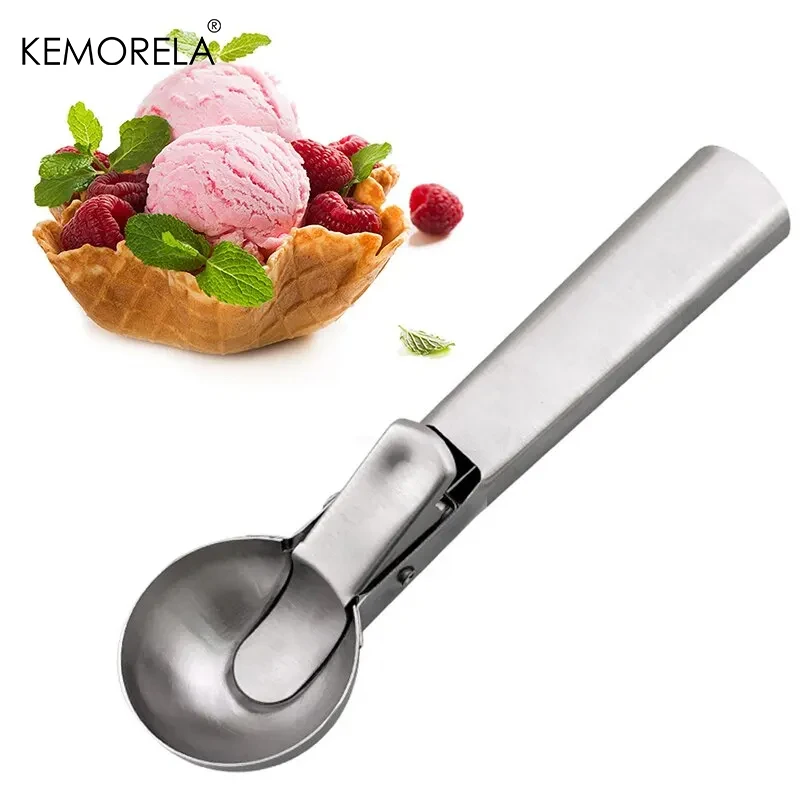 1PCS Premium Roestvrijstalen Ijsscoop Met Trigger Fruitprimeur Perfect Voor Bevroren Yoghurt Sundae Ice Cream Cone