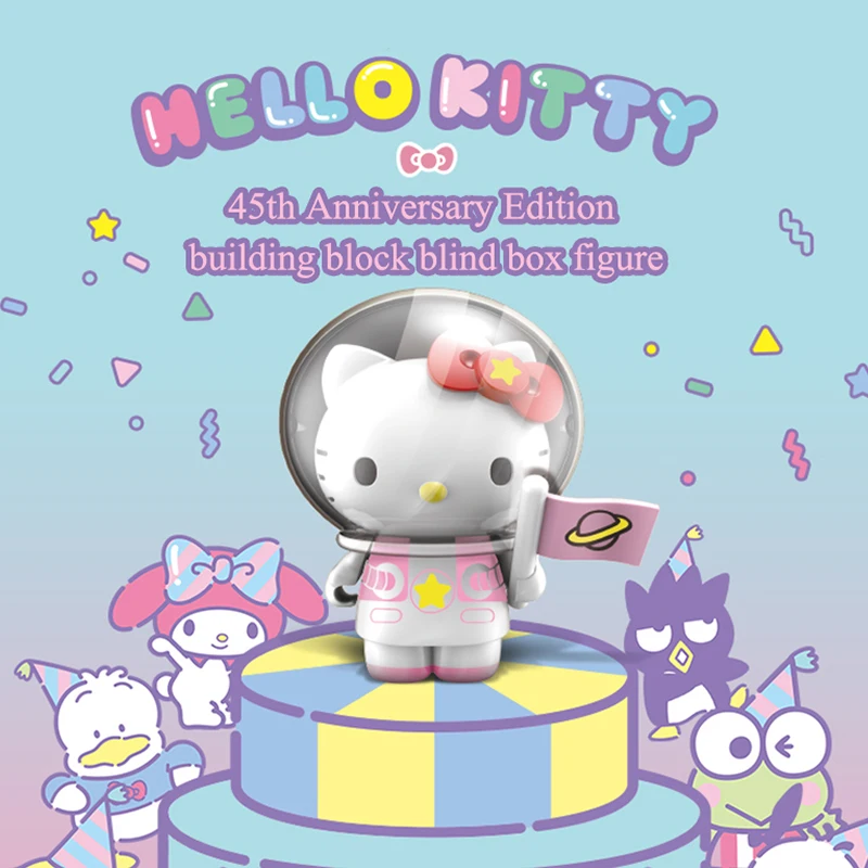 Ensemble de blocs de construction Hello Kitty édition 45e anniversaire, figurine de dessin animé Sanrio My Melody Kuromi, jouet Capsule, cadeau d'anniversaire pour enfants