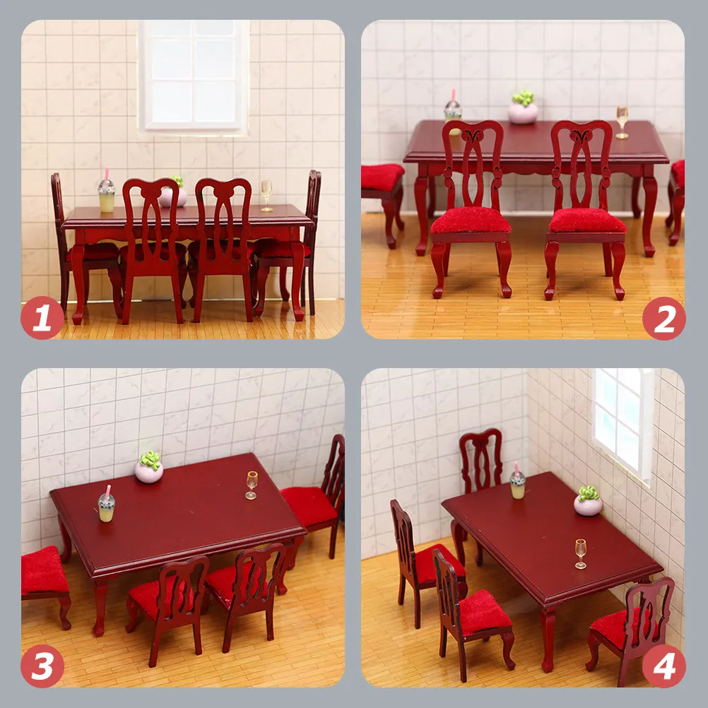 

Ретро-деревянный миниатюрный обеденный стол, износостойкий дизайн, украшение для мини-домика, принадлежности для мини-комнаты, декор для миниатюрного стола