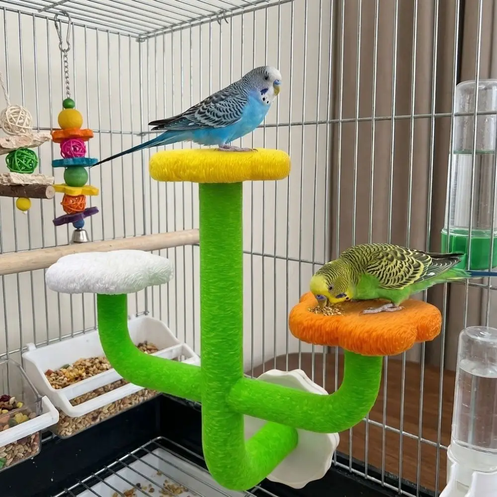 Detachable Cactus Shaped Bird Habitat Pole Wear Resistant Bite Resistant Bird Perch Stand Stable Space Saving Bird Cage Platform