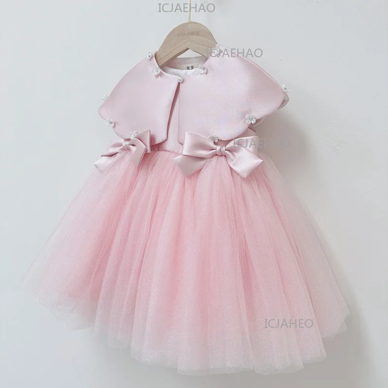 

Gown New Little Children Birthday Tutu With Cape First Birthday Pageant Elegant CostumeKids Formal Dress Baby Girl Princess