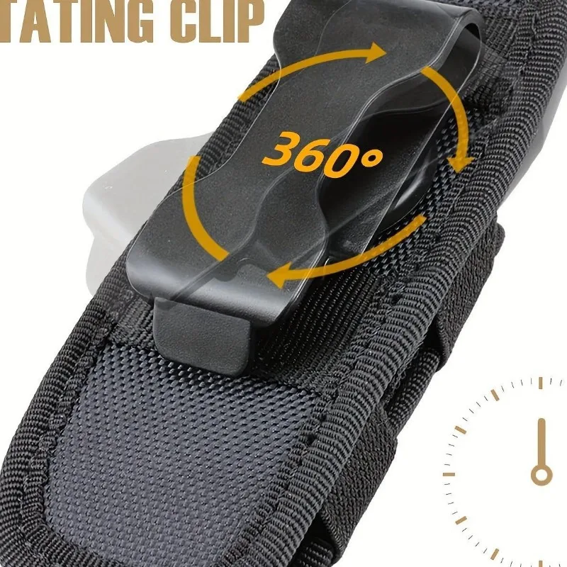 Outdoor Flashlight Organizer - Multi-Angle Rotating Clip for Tactical Lights (Universal Attachment System with 360° Swivel)