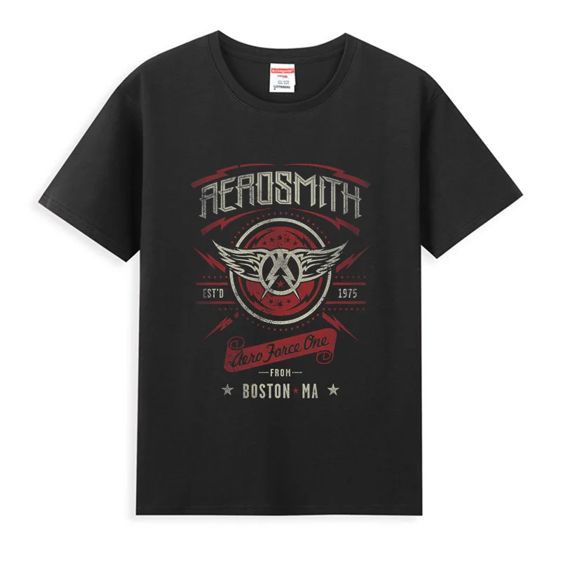 

2024 Men T Shirt Casual Aero Force One T-Shirt Black By Aerosmith Graphic Summer Short Sleeves 100% Cotton S-3XL Cool Tee