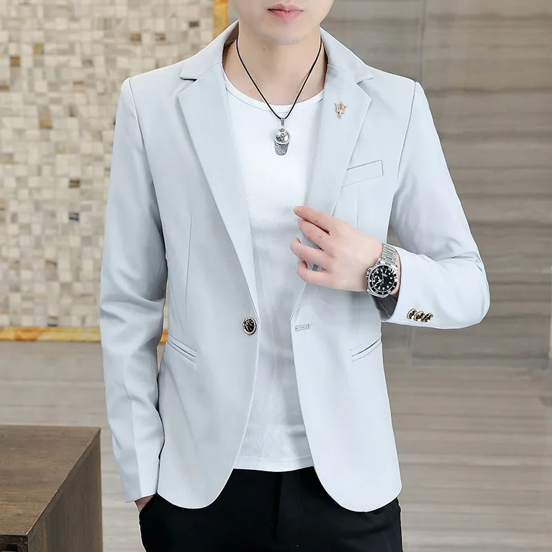 

Sli Slim Fit Men's Spring Autumn Jaet Trendy Casual Korean Sle Long Sve irt Coat for Young Men Haome Outerwear
