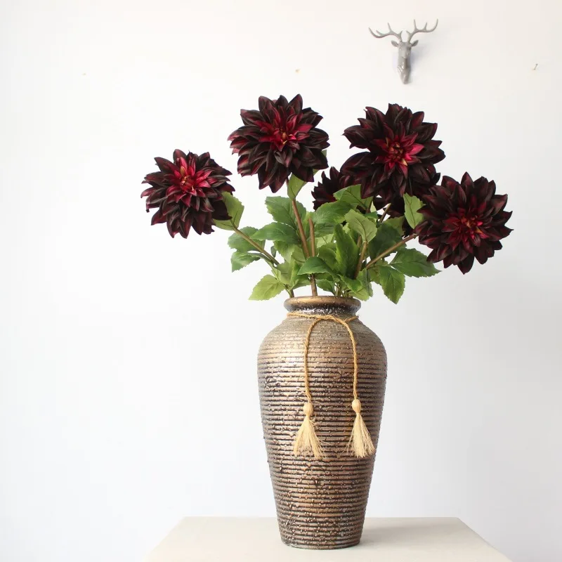 

12/16/20/24/28pcs Silk Fabric Single Branch Dahlia of Artificial Bouquet for Engagement Decor Birthday Party Home Decoration