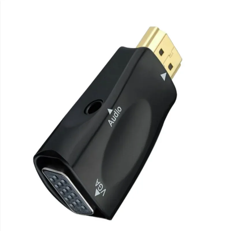 Convertidor de Cable HDMI compatible con VGA, adaptador convertidor macho a hembra, conector de 3,5mm, Audio HD 1080P para PC, portátil y tableta