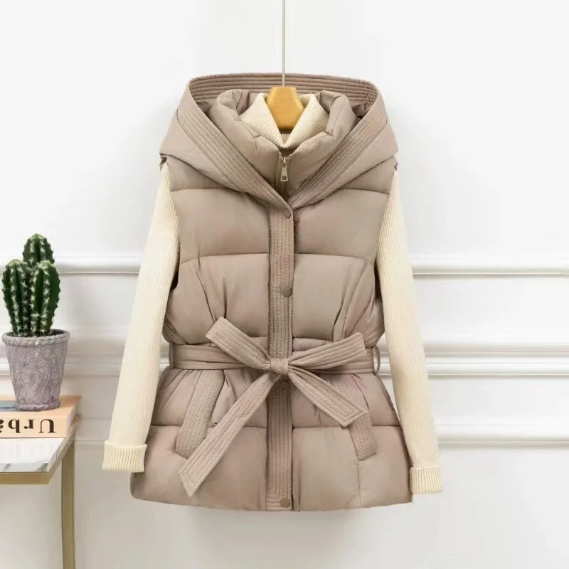 

2025 New Vest Women Jacket Puffer Parkas Windproof Lightweight Hooded Warm Waistcoat Female White Duck Down Down Coat Sleeveless